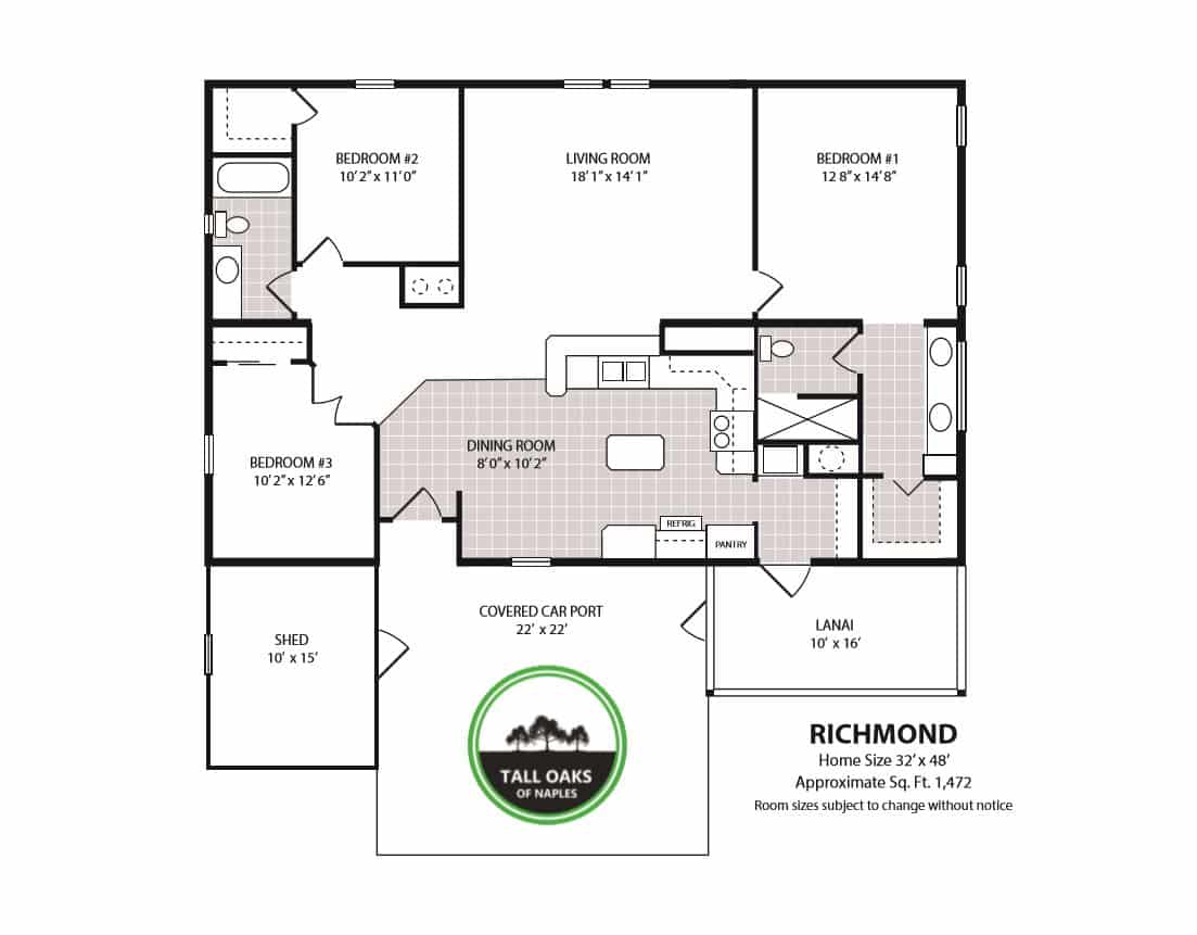 Naples, Florida 34113, 3 Bedrooms Bedrooms, ,2 BathroomsBathrooms,Manufactured Home,Floor Plan,1015