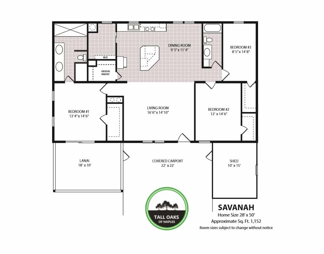 Naples, Florida 34113, 3 Bedrooms Bedrooms, ,2 BathroomsBathrooms,Manufactured Home,Floor Plan,1016